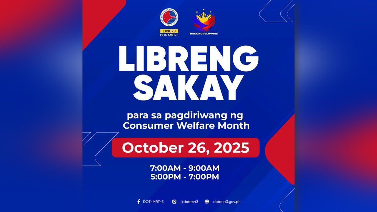 MRT-3, may handog na libreng sakay sa October 26